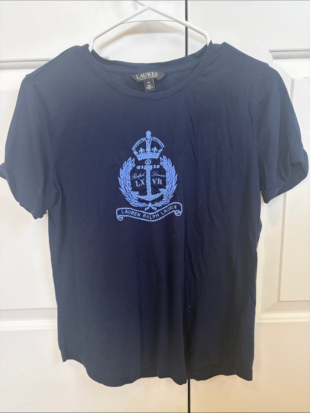 Lauren Ralph Lauren Navy T-Shirt with Light Blue Crest